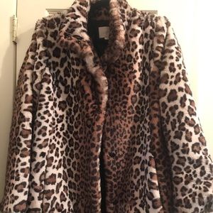 LOFT Leopard Print Faux Fur Coat